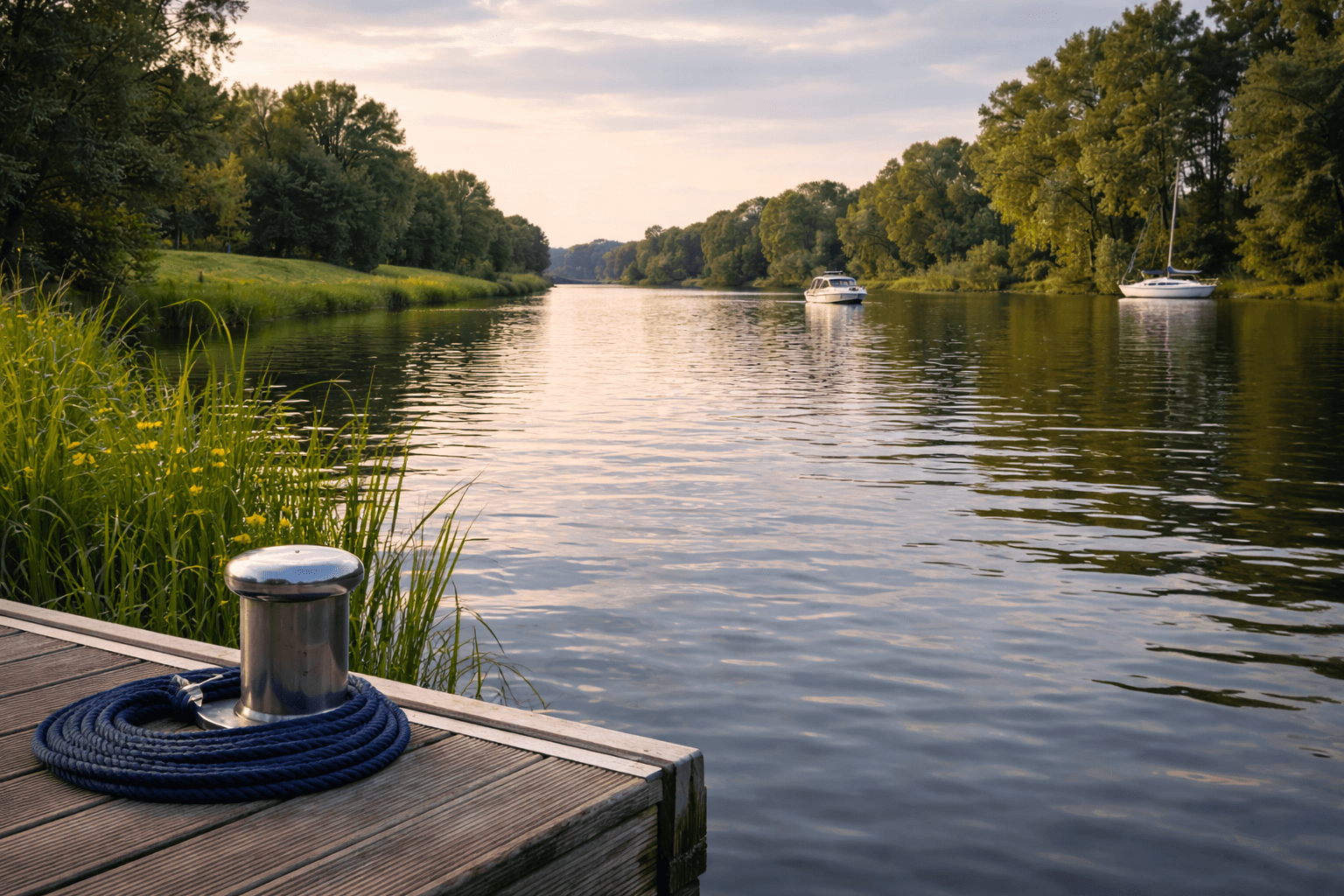 Ruhiger Kanalabschnitt bei Münster im Abendlicht – Dortmund-Ems-Kanal
